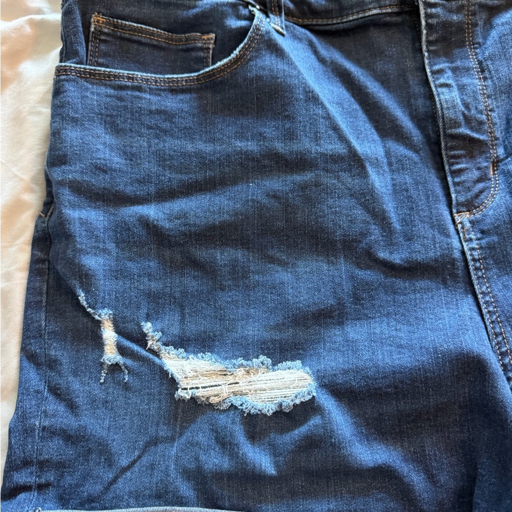 Universal Thread Blue Distressed Denim Shorts - Picture 2 of 8